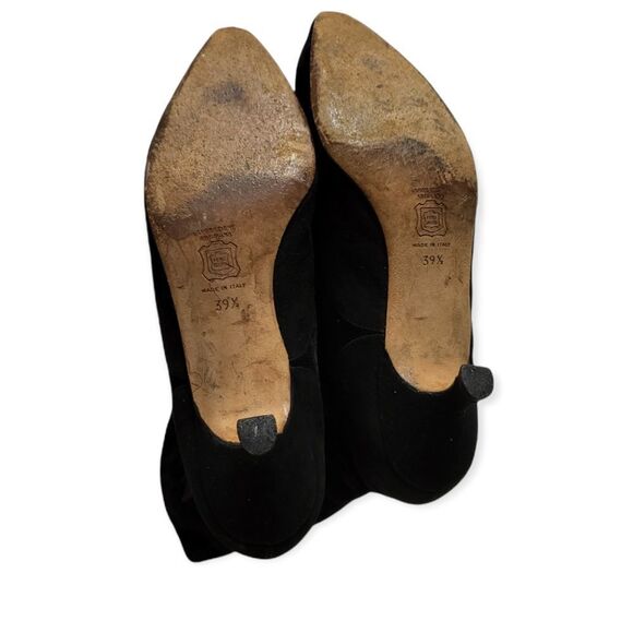 MANOLO BLAHNIK Early 80s‎ Vintage Suede/Velvet Rhinestone Buckle Boots 39.5 - Picture 8 of 9